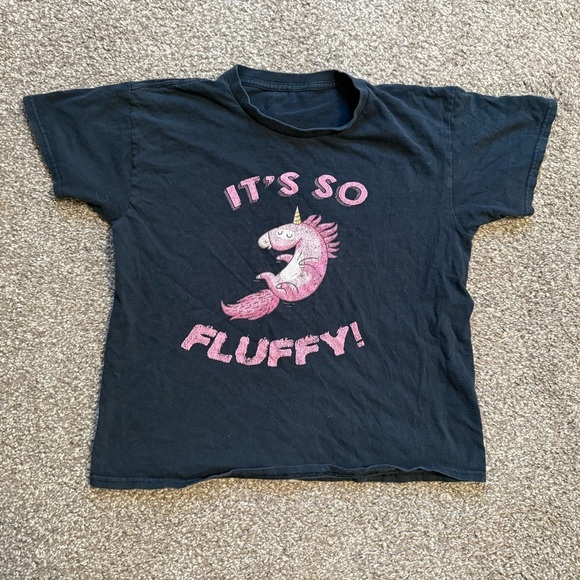 Kid’s Despicable Me “It’s so Fluffy” T-shirt. Small. Black pink - Picture 1 of 2